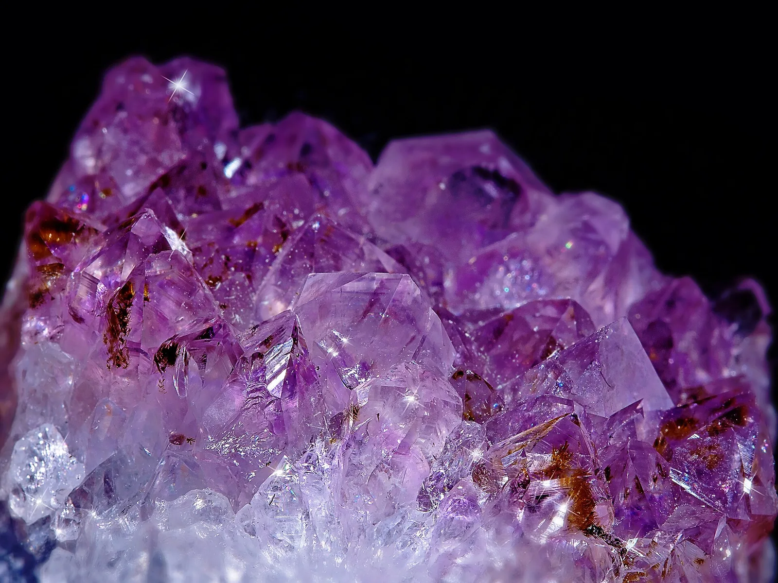 Vivid purple amethyst crystal points